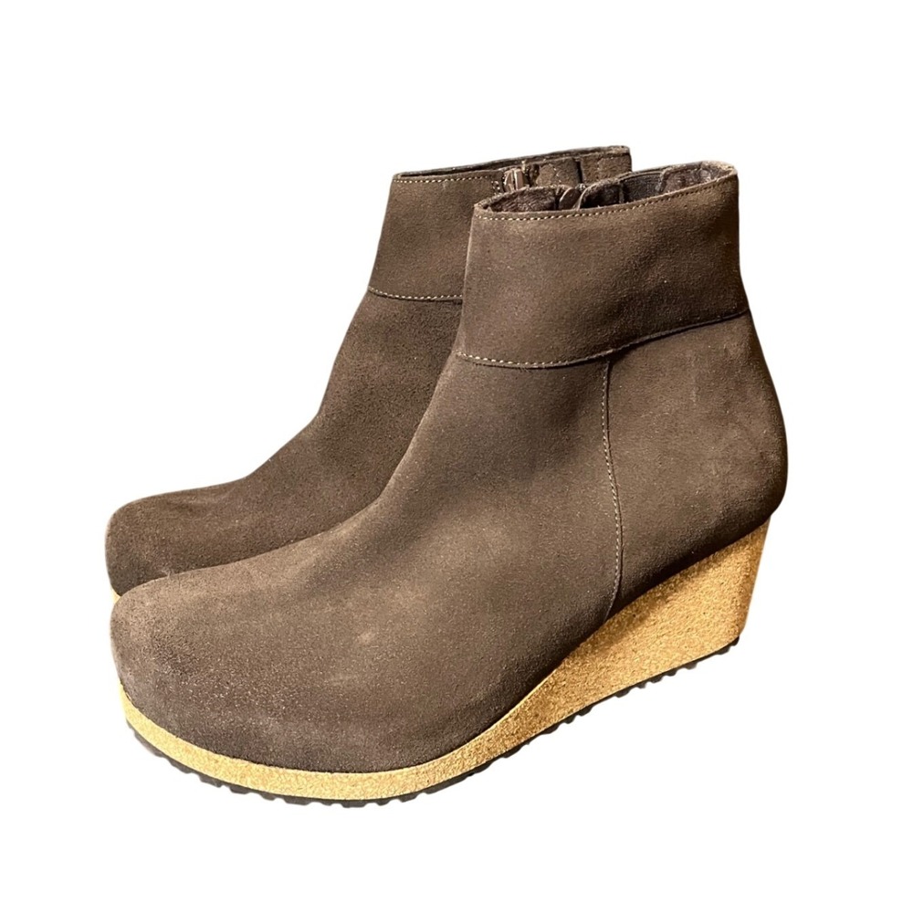 Papillio Birkenstock Ebba Suede Leather Wedge Ankle Boots Roast US 10 ER 41 NWT